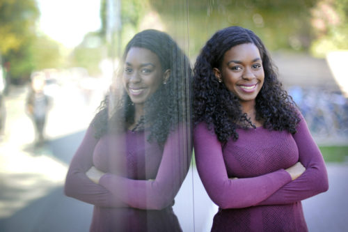 10/15/15 - BOSTON, MA. - Lola Akingbade, S'18, posed for a portrait at Northeastern University on Oct. 15, 2015. Staff Photo: Matthew Modoono/Northeastern University