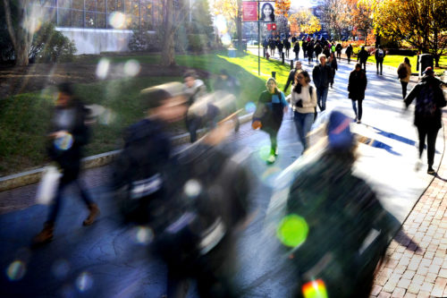 Nov. 28, 2016 - BOSTON, MA. - Students make their way to class at Northeastern University on Nov. 28, 2016. Photo by Matthew Modoono/Northeastern University