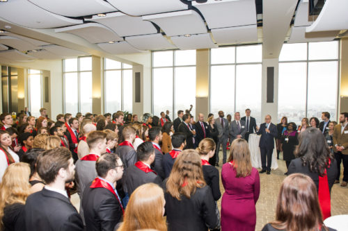 Scenes during the annual Huntington 100 ceremony on the 17th Floor of East Village last week. Photo by Adam Glanzman/Northeastern University