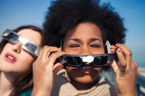 Bottom line—if you plan to watch the eclipse, use approved safety glasses, which cut out nearly all of the ultraviolet and most of the visible light.