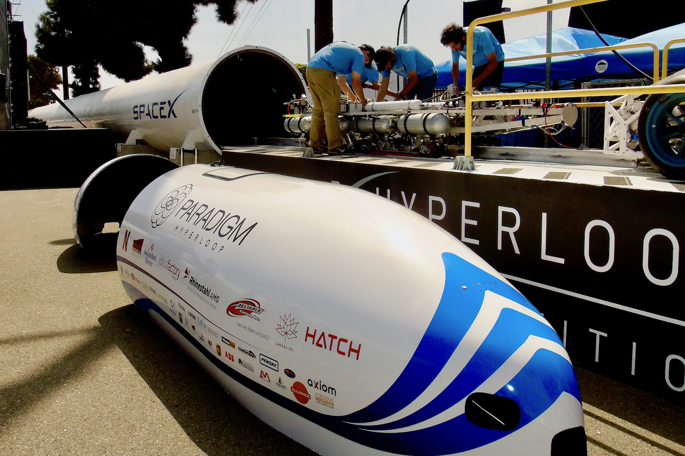 Paradigm Hyperloop came in second on Sunday at the SpaceX Hyperloop Pod Competition. Photo courtesy of Luke Merkl.