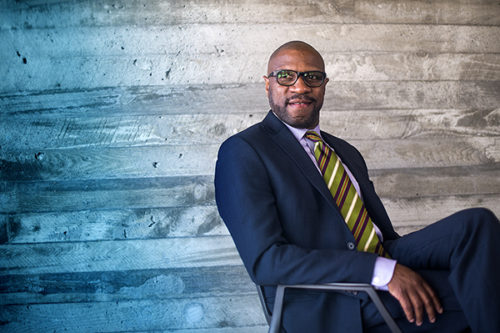 05/30/18 - BOSTON, MA. - New Law School Dean, James Hackney poses for a portrait in the ISEC building on May 30, 2018.  Photo by Matthew Modoono/Northeastern University