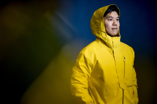 Northeastern graduate Eric Hui, founder and owner of Terracea, a crossover apparel company based in Boston, poses for a portrait on March 5, 2019. Photo by Matthew Modoono/Northeastern University