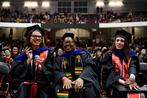 Hundreds of Northeastern University School of Law graduates gathered in Matthews Arena on Thursday for the 2019 Commencement exercises. Photo by Matthew Modoono/Northeastern University