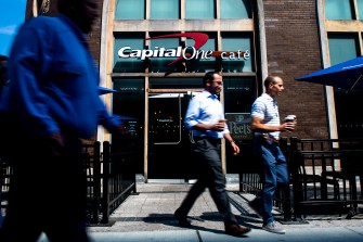 People walk past the Capital One Café on Boylston Street. Capital One suffered one of the largest banking data breaches, federal prosecutors revealed this week. Photo by Ruby Wallau/Northeastern University