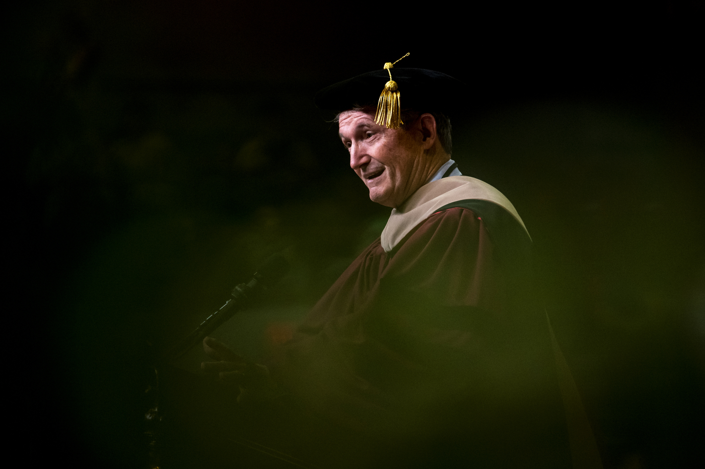 Go the extra mile to help family, friends, and colleagues, Bob Davis, a venture capitalist who co-founded one of the internet’s first search engines, told graduates of Northeastern’s D’Amore-McKim School of Business on Wednesday. “You will be amazed at how your career will fly as people take notice,” he said. Photo by Ruby Wallau/Northeastern University