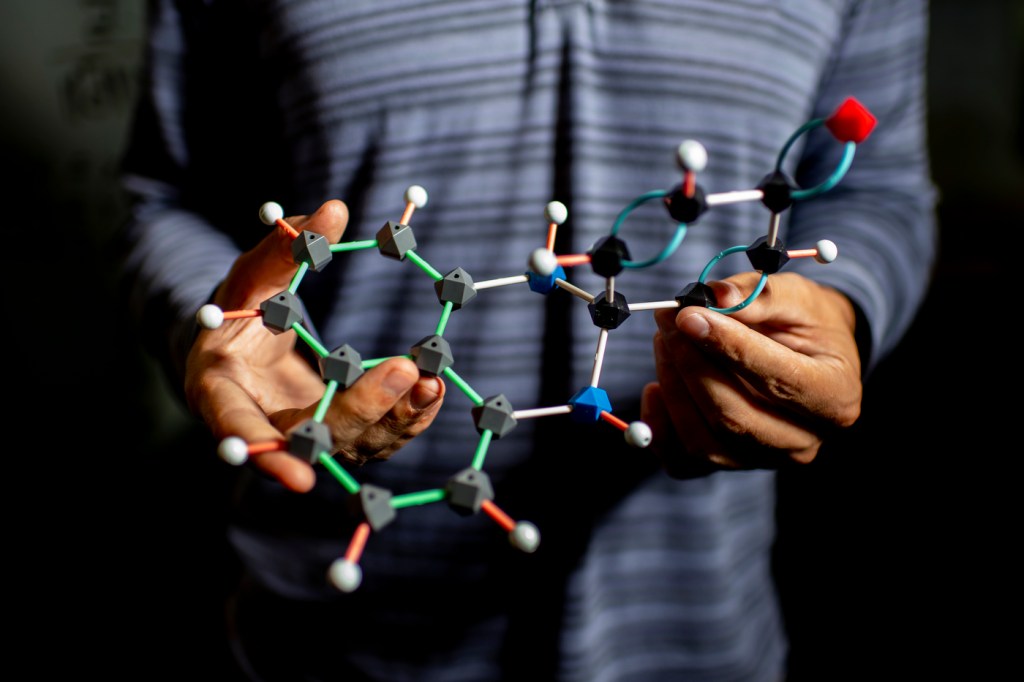 A model of a molecule.