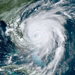 This satellite image, taken on Tuesday, Sept. 3, 2019 and provided by National Oceanic and Atmospheric Administration, shows Hurricane Dorian moving off the east coast of Florida in the Atlantic Ocean. NOAA via AP