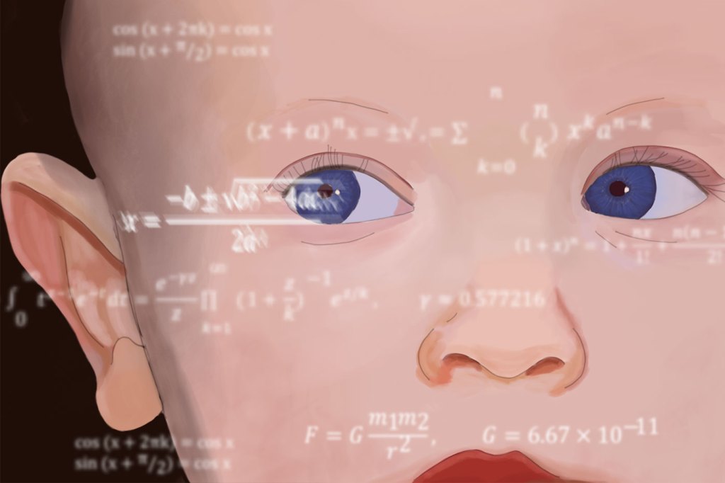 Illustration of a baby and data