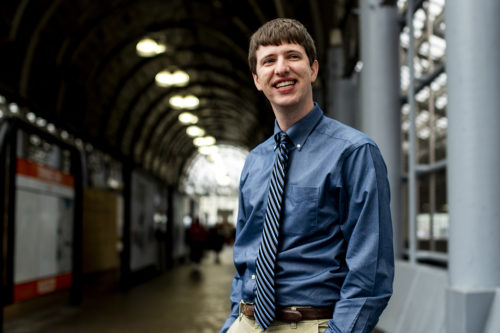Michael Tormey, who studies civil engineering and economics Northeastern, was awarded a Marshall Scholarship, which he will use to study transport engineering at the University of Leeds and  the London School of Economics. Photo by Ruby Wallau/Northeastern University