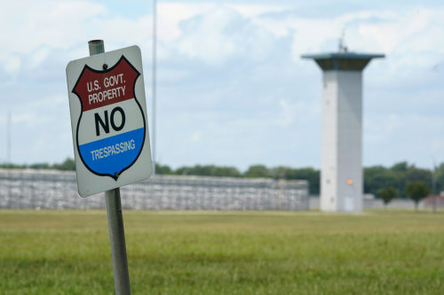 A no trespassing sign is displayed outside the federal prison complex in Terre Haute, Ind on Aug. 28, 2020. After a 17-year pause in federal executions, Donald Trump is on track to execute more prisoners than any U.S. president in 130 years. AP Photo by Michael Conroy