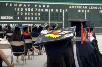 northeastern commencement bored graduates mortar