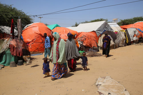 Migrants in the slums of the capital Mogadishu are seen trying to survive in makeshift tents  in Mogadishu, Somali. Photo by Sadak Mohamed/Anadolu Agency via Getty Images