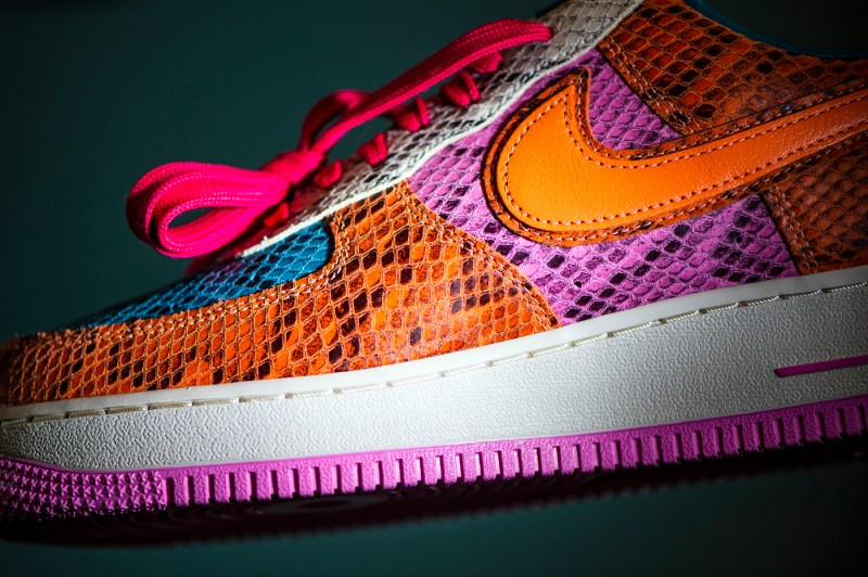 orange and pink snake skin nike shoes a part of sneaker collection