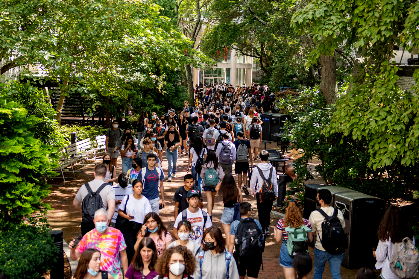 students walking on the northeast campus