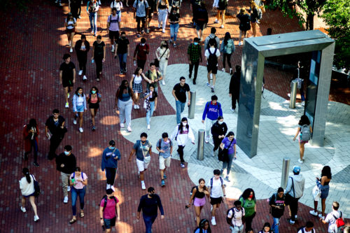 students walking on northeastern campus