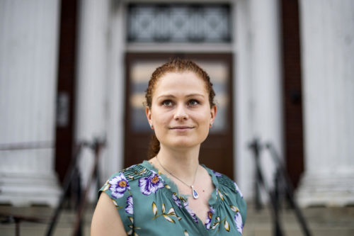 Sarah Bernt, who graduated from Northeastern in 2019, has been selected for the prestigious and selective George J. Mitchell Scholarship, which sends future American leaders to the island of Ireland for a year of graduate study. Photo by Matthew Modoono/Northeastern University