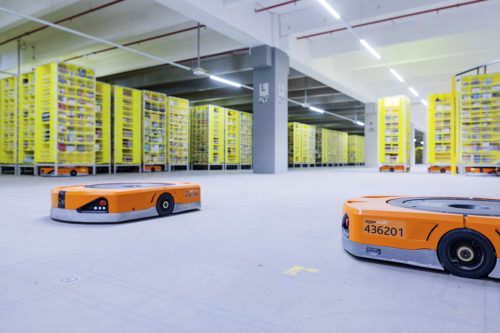 Automation at an Amazon plant.