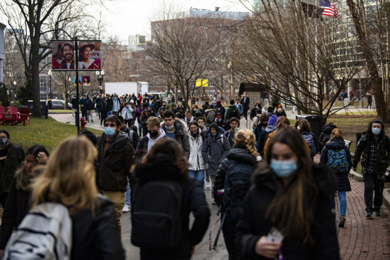 Omicron's increased infectivity and declining severity among vaccinated and boosted humans have prompted university officials to stop wellness housing for students testing positive for COVID-19.  Photo by Alyssa Stone / Northeastern University