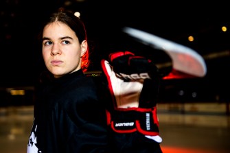 A portrait of Northeastern women’s hockey player Alina Mueller.