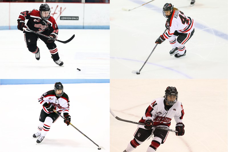 four action shots of hockey players