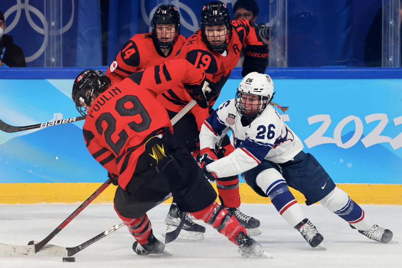 Captain Kendall Coyne Schofield # 26 of Team United States in action during the Women's Ice Hockey Gold Medal match between Team Canada and Team United States on Day 13 of the Beijing 2022 Winter Olympic Games at Wukesong Sports Center on February 17, 2022 in Beijing, China .