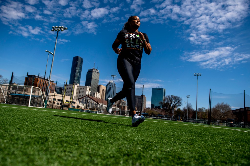 Samira Malik, Executive Director of Donor Strategy and Special Initiatives, runs at Carter Playground.