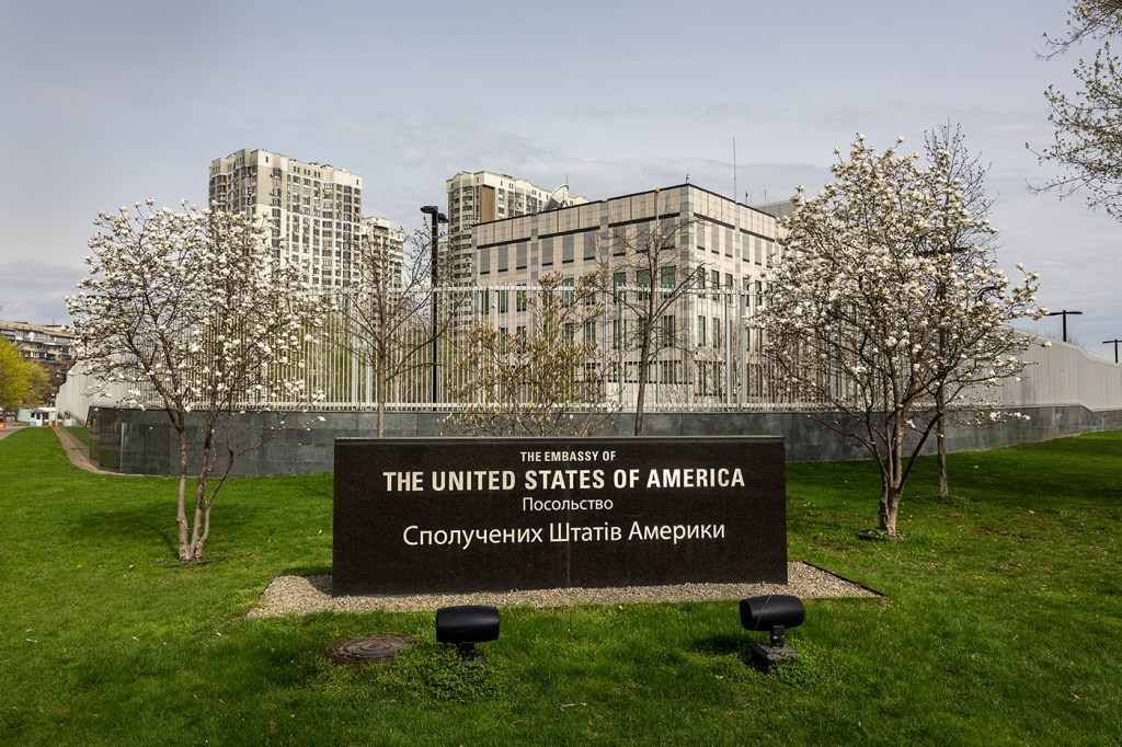 The United States Embassy to Ukraine stands closed on April 25, 2022 in Kyiv, Ukraine.