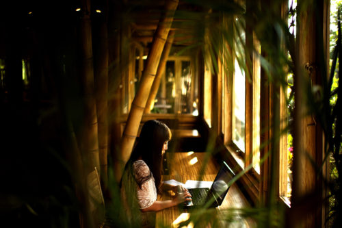 Hubud enables people from all over the world to pay a fee to use the company’s bamboo structure as their personal office. Photo courtesy of Hubud. 