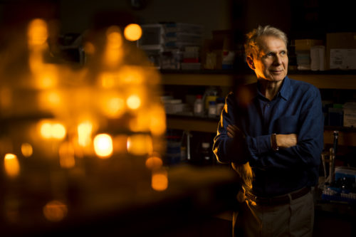 05/09/18 - BOSTON, MA. - University Distinguished Professor Kim lewis poses for a portrait in his lab on May 9, 2018. Photo by Adam Glanzman/Northeastern University
