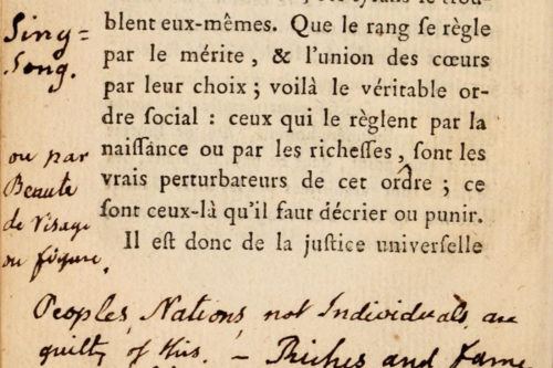 John Adams, a Founding Father and the second president of the United States, scrawled comments in the margins of several passages of Julie, ou La nouvelle Héloïse.