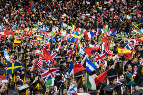 More than 4,000 students received diplomas at Commencement, which was held at TD Garden in Boston. Photo by Adam Glanzman/Northeastern University