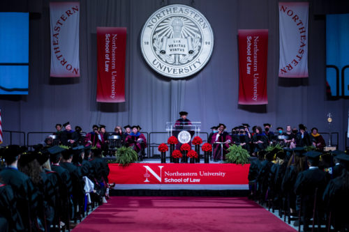 Northeastern University celebrates its 2020 School of Law Commencement at Matthews Arena. Photo by Alyssa Stone/Northeastern University