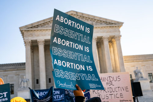 Abortion rights advocates and anti-abortion protesters demonstrate in front of the Supreme Court of the United States Supreme Court of the United States in Washington, DC.
