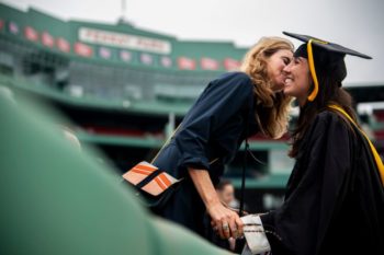 Parents and graduates celebrated at 2022 Commencement at Fenway Park. Photo by Billie Weiss for Northeastern University