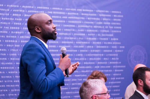 Oriteme Banigo spoke at the Northeastern Global Leadership Summit in Paris in July, 2018. Photo courtesy of Orieme Banigo