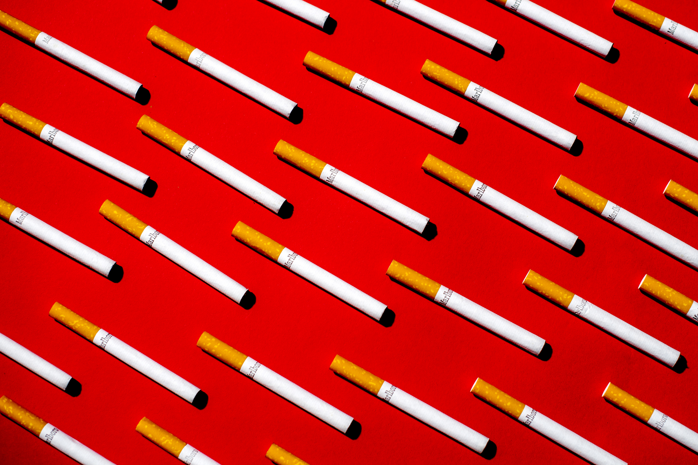 cigarettes on a red background