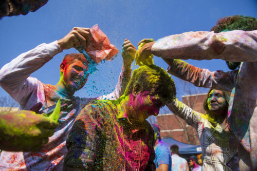 Northeastern’s Center for Spirituality, Dialogue and Service hosts their first Holi festival event in Centennial Common. Photo by Alyssa Stone/Northeastern University