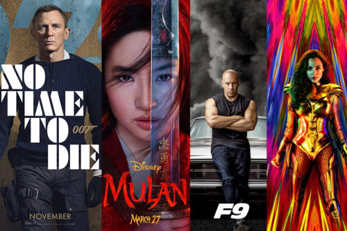 No Time to Die (MGM), Mulan (Disney), F9 (Universal), Wonder Woman 1984 (DC Entertainment)