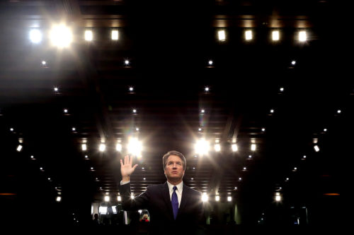 Supreme Court nominee Judge Brett Kavanaugh is sworn in before the Senate Judiciary Committee during his Supreme Court confirmation hearing in the Hart Senate Office Building on Capitol Hill September 4, 2018 in Washington, DC. Kavanaugh was nominated by President Donald Trump to fill the vacancy on the court left by retiring Associate Justice Anthony Kennedy.  Photo by Chip Somodevilla/Getty Images