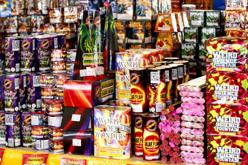 Various fireworks are offered for sale at Wild Willy's Fireworks Tent in Omaha, Neb., Monday, June 29, 2020. (AP Photo/Nati Harnik)