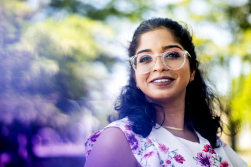 Vyshnavi Karra  is a doctoral student in chemical engineering who has just published a book that examines the intersection of science and government and how that relationship has evolved over the years. Photo by Ruby Wallau/Northeastern University