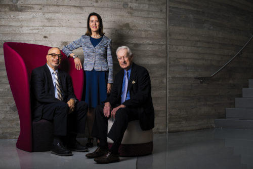 From left to right: Authors Daniel Satinsky, Sheila Puffer, and Daniel McCarthy. Their new book casts light on immigrants from the former Soviet Union who made significant contributions to the U.S. technology sector. Photo by Adam Glanzman/Northeastern University