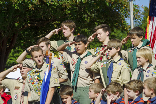 A group of Boy Scouts  from Troop 62 stands at attention in North Carolina. <i>Photo by iStock.</i>