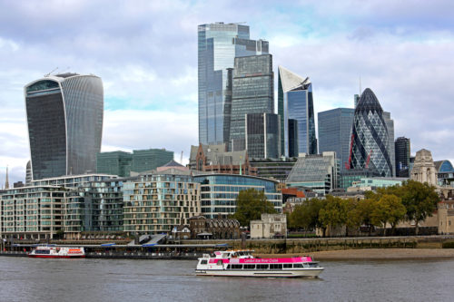 General view of buildings nearby Devon House on the Thames River waterfront. NCH at Northeastern in London will move to a new, larger location in historic St. Katharine Docks in Central London for the start of the 2021-22 academic year. Photo by Susannah Ireland for Northeastern University