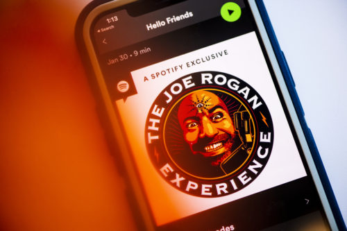 Stock photo of Joe Rogan’s podcast on Spotify. Photo by Alyssa Stone/Northeastern University