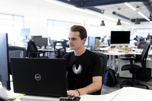 Alex Bender, who is studying industrial engineering and engineering management at Northeastern, sought out and created his own co-op position at Boom Supersonic, a startup focused on developing a commercial aircraft that can travel at speeds over two times greater than the speed of sound. Photo courtesy of Nathan Leach-Proffer/Boom Supersonic