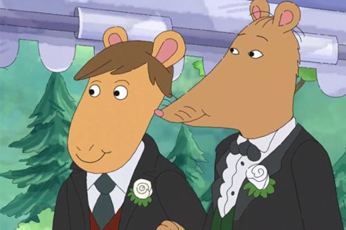 The wedding of two gay characters on Arthur, the long-running children’s cartoon on PBS, provides parents and their children an opportunity to explore complex topics such as race, sexuality, and love, says Northeastern professor Tracy Robinson-Wood.  Photo credit: PBS