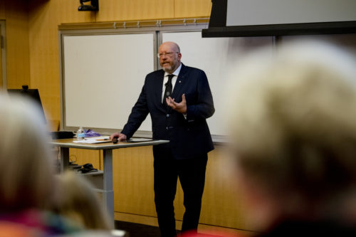 Robert Salomon Morton Lecturer Jan Grabowski, Professor of History at the University of Ottawa and a Fellow of the Royal Society of Canada, speaks about Holocaust denial and distortion in Northeastern's West Village.