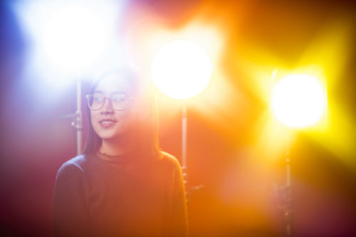 Tiffany Jieting Yu, who is studying English and theater at Northeastern, “wanted to make art” with her peers in theater across the city of Boston. When she couldn’t find such a group, she made one. Photo by Adam Glanzman/Northeastern University